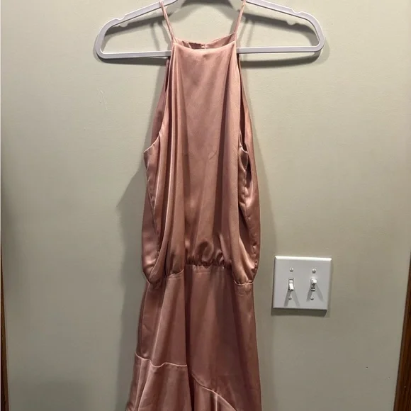 Krisa Asymmetrical Ruffle Halter Mini Dress - Picture 3 of 11